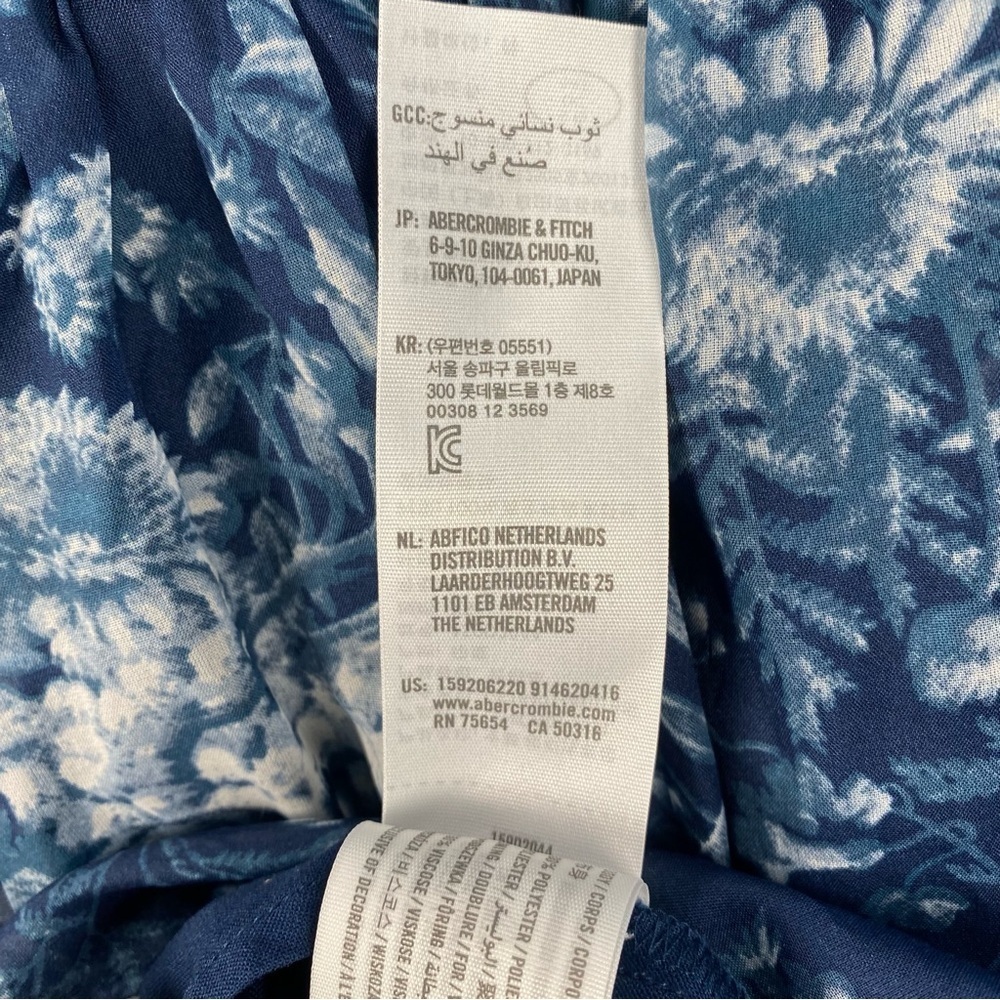 A&F Abercrombie & Fitch Women’s Blue Floral Cutout Long Sleeve Dress XS - Picture 6 of 8